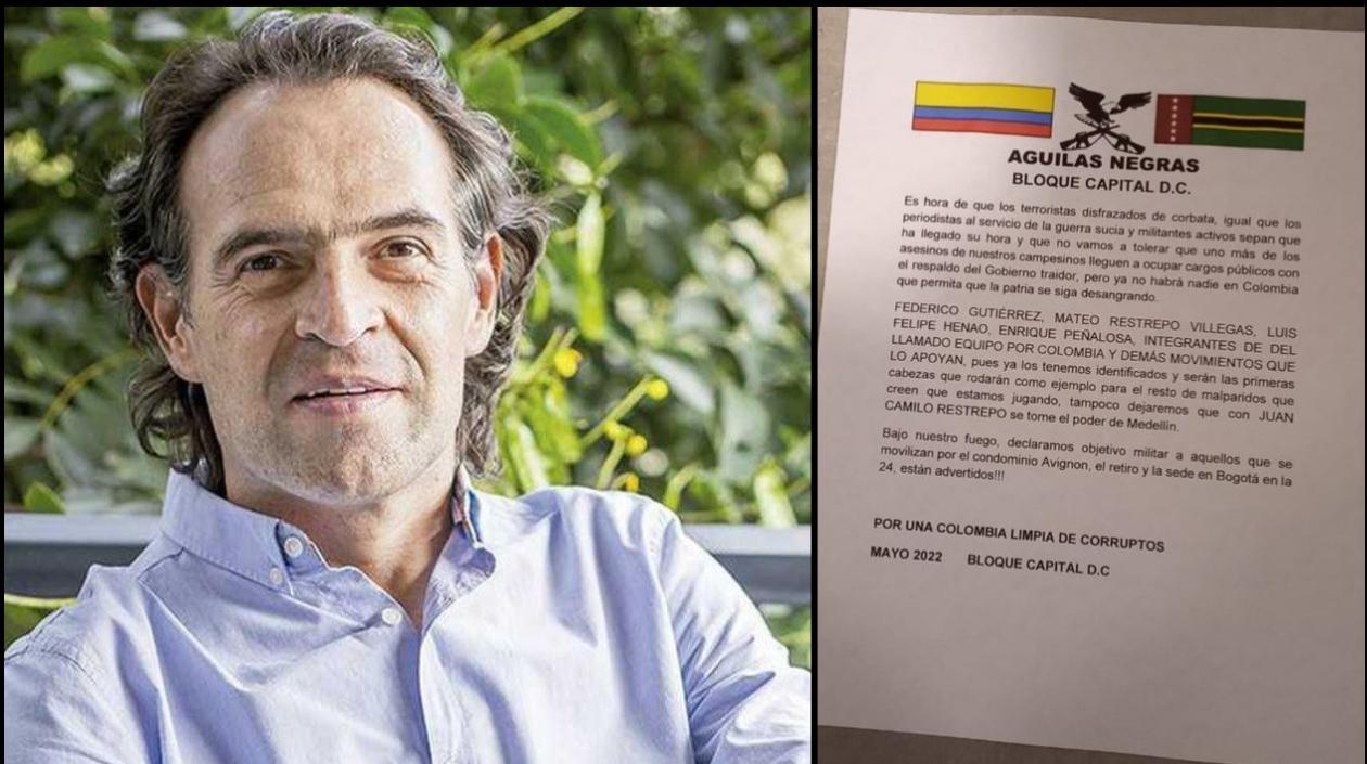 Amenazan a Federico Gutiérrez