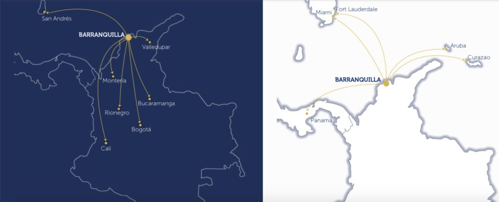 Las rutas nacionales e internacionales desde el 'Ernesto Cortissoz'.